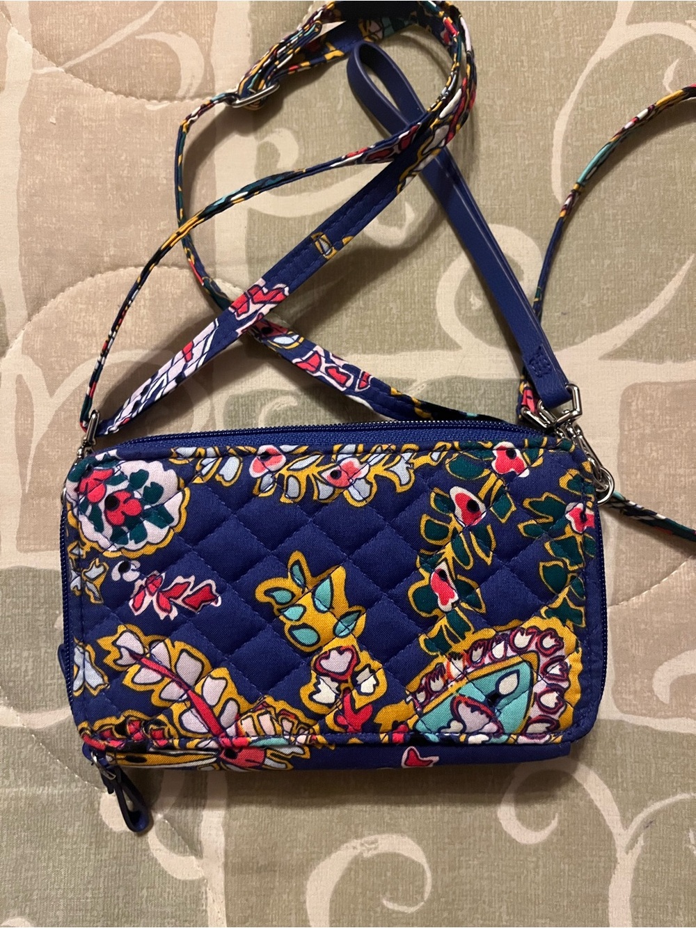 Vera Bradley Navy Multicolor Quilted Crossbody Wallet - Picture 3 of 8